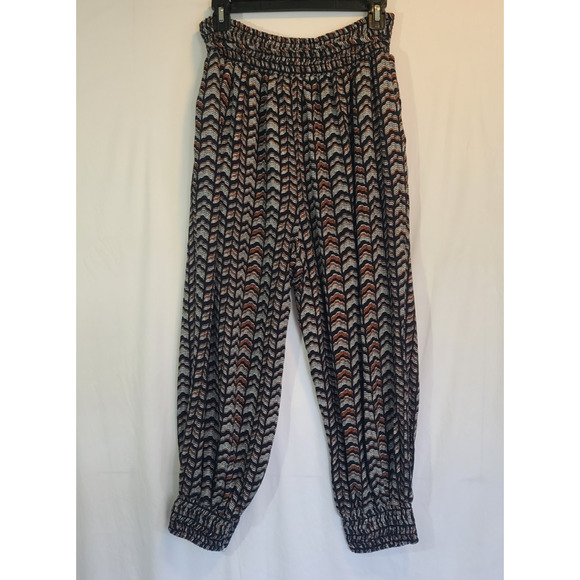 Anthropologie Navy Blue Chevron Aniya Balloon Joggers Medium - Picture 6 of 7